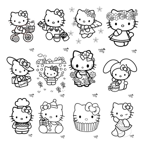 Kit 50 Desenhos Para Colorir Infantil Grande Hello Kitty Envio Imediato